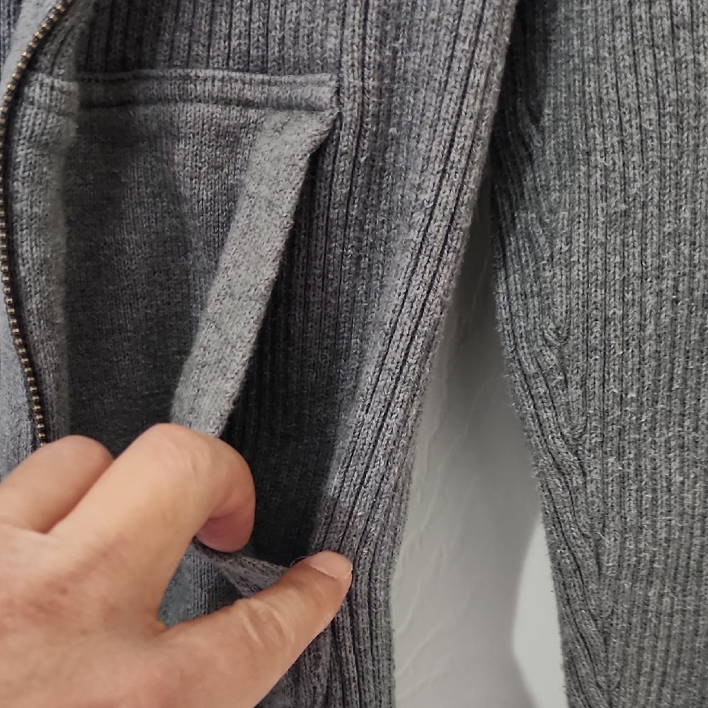 Express Gray Ribbed Hoodie - Picture 5 of 8